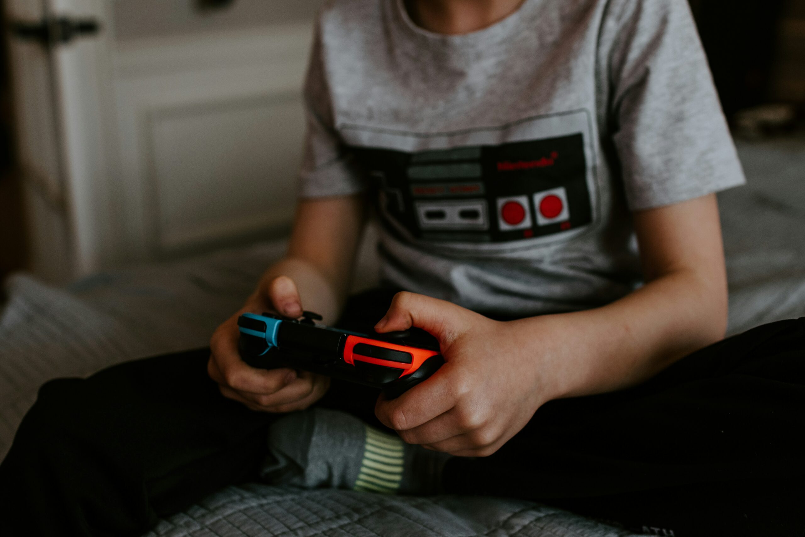 Child playing video game